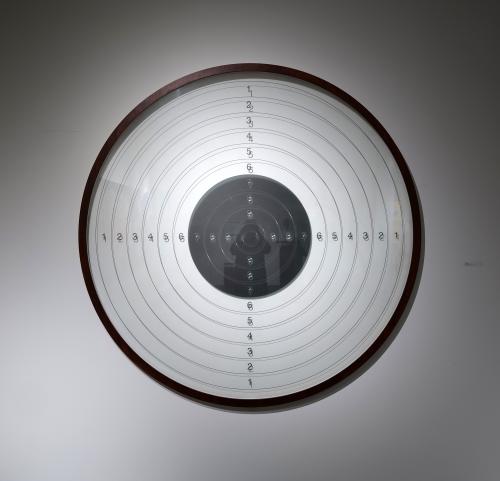 Target, diameter 206 cm, glass, wood, 214×214×214, 2011